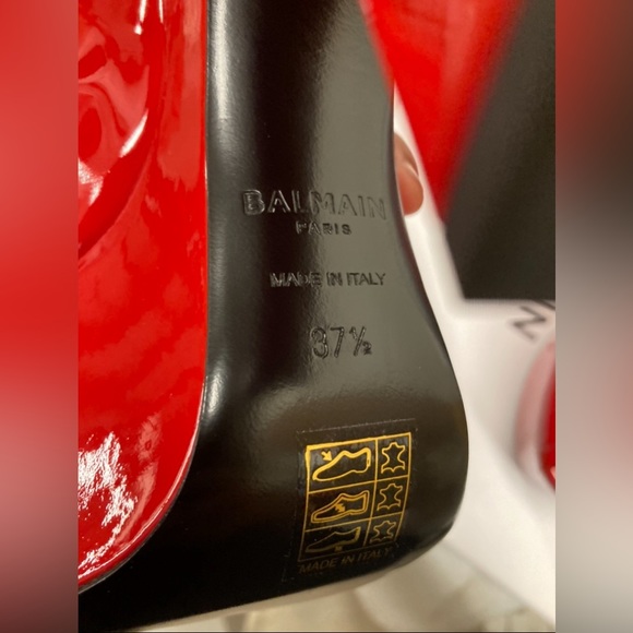 Balmain Patent Peep-Toe Slingback Platform Pumps - Picture 3 of 5